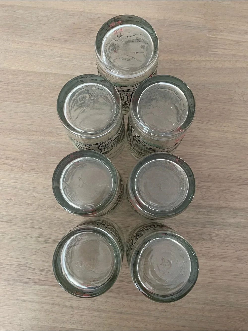 Vintage MCM Libbey “JAPANESE GARDEN” Highball  Glasses Green Tote Rack Set of 7